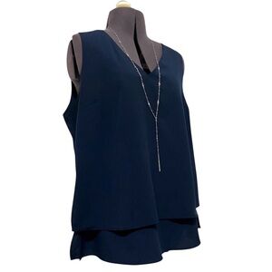 Banana Republic Blue Tiered V-Neck Sleeveless Blouse Size M